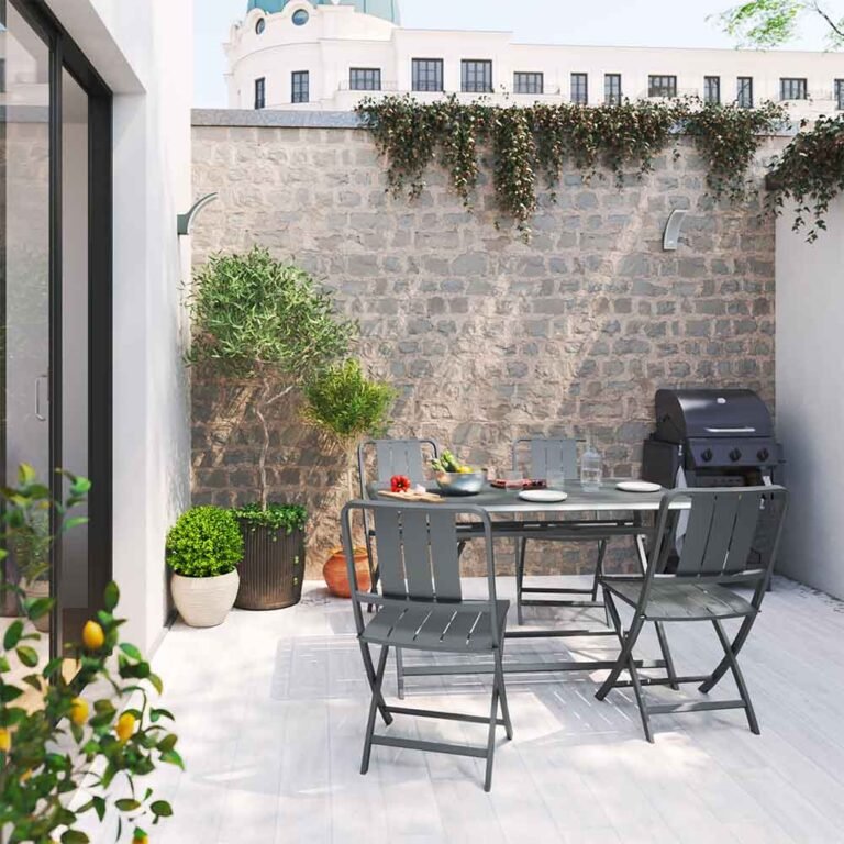 Mesa de jardín plegable Idaho de aluminio gris
