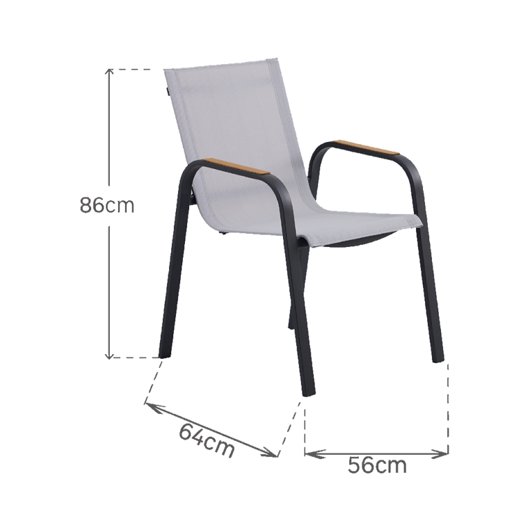 Silla comedor con apoyabrazos aluminio Calypso